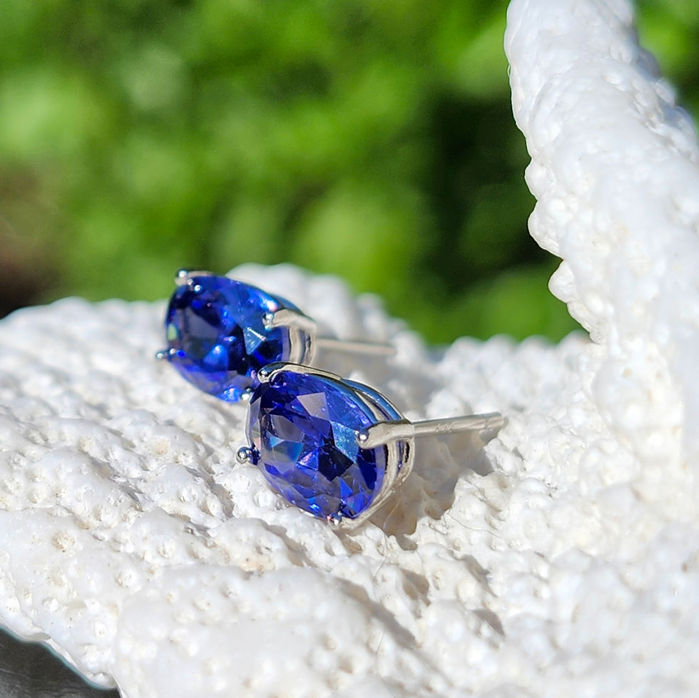 Thumbnail: Dark Iolite Oval Sterling Silver Stud Earrings