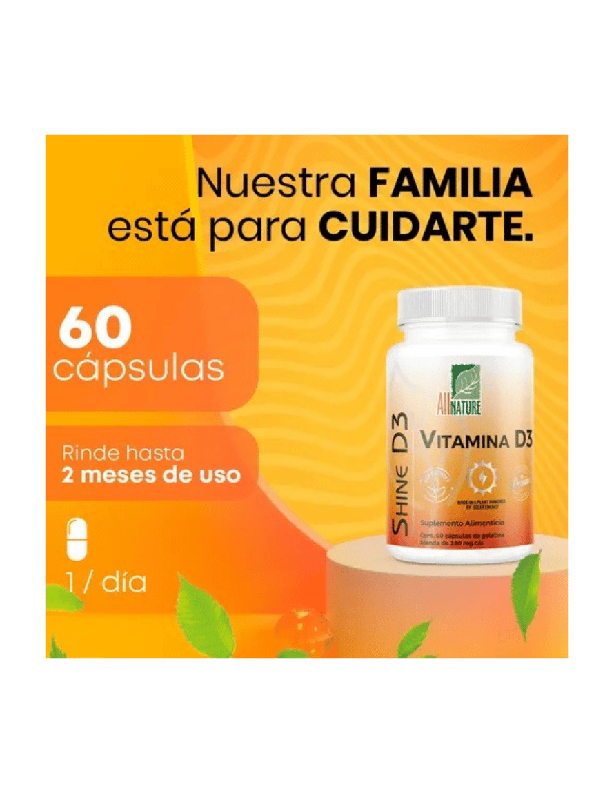 Miniatura: All Nature Vitamina D3 5000 UI 60 Caps-Sistema Inmune, Huesos Fuertes y Energía
