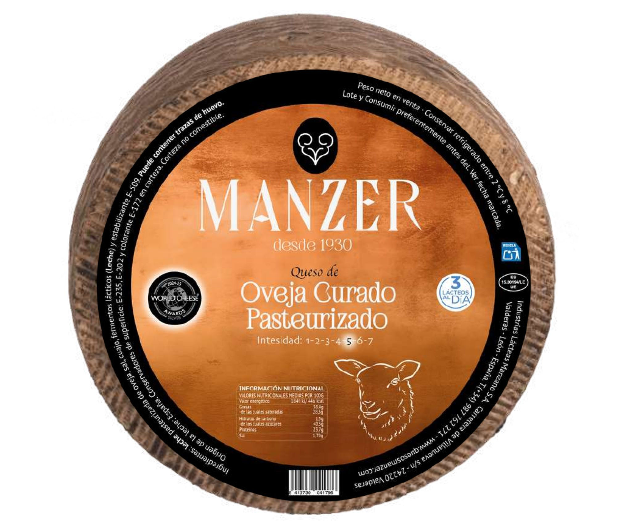 Queso Oveja Curado Pasteurizado Manzer 3Kg x 2Ud