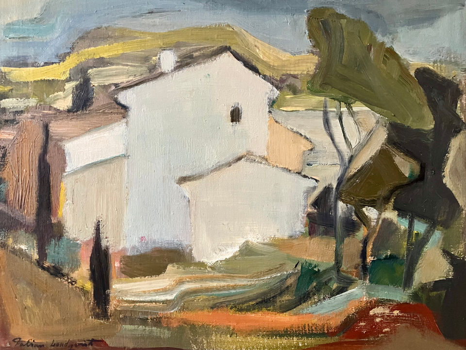 Colourful landscape, France, French landscape, pastel landscape, church st Cyr, Fabian Lundqvist