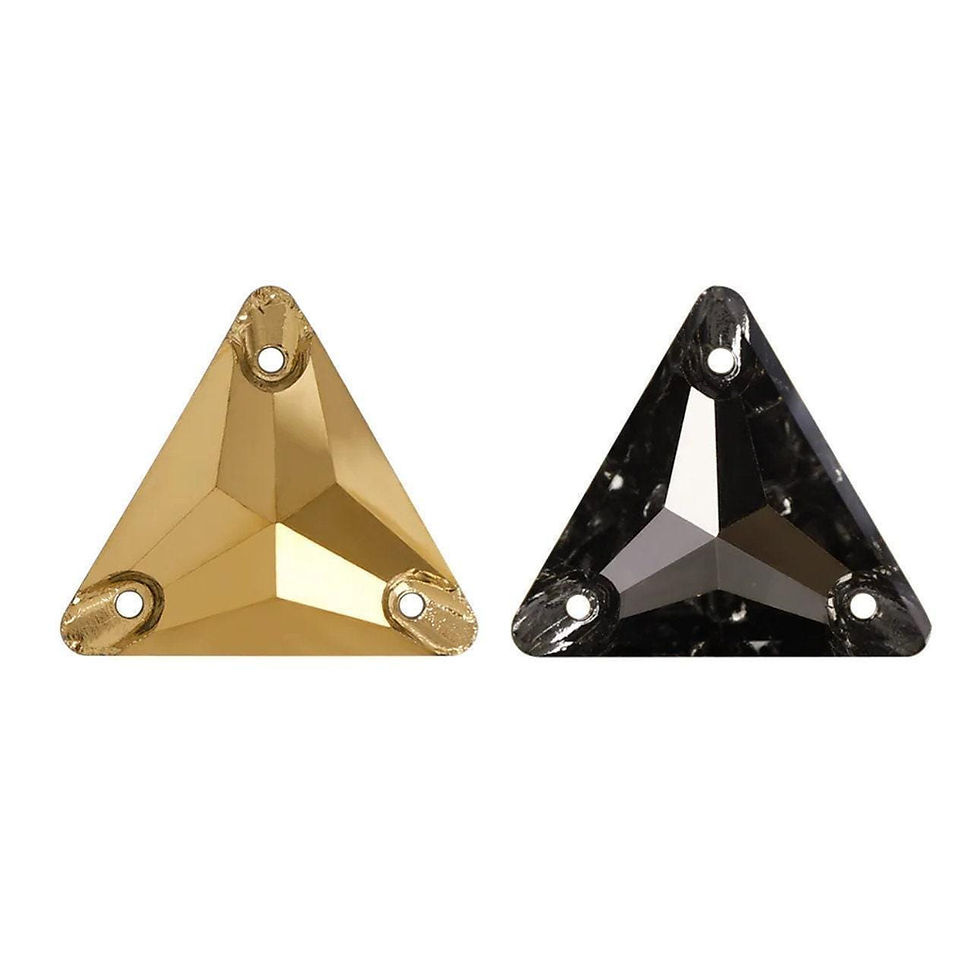 Thumbnail: Gold Sew On Crystal Triangles 12mm 16mm 22mm Flatback Rhinestones Aurum K9 Glass
