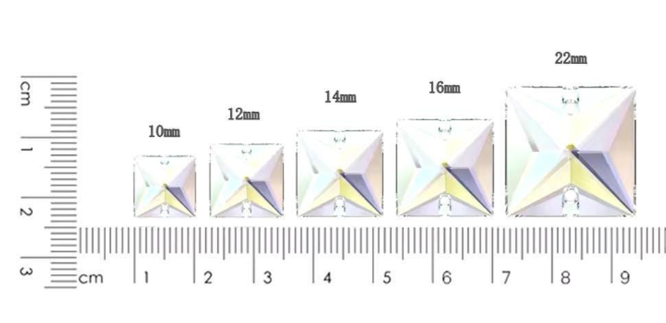 Thumbnail: Deep Red Sew On Glass Crystal Square Rhinestones - 12mm, 14mm, 16mm & 22mm