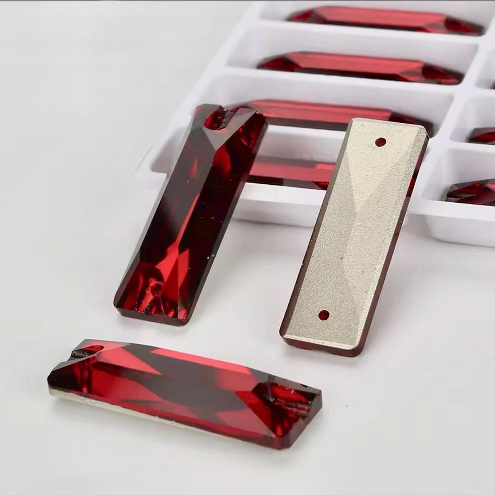 Red Sew On Glass Crystal Baguette Rhinestones 6x18mm, 7x21 & 9x26mm