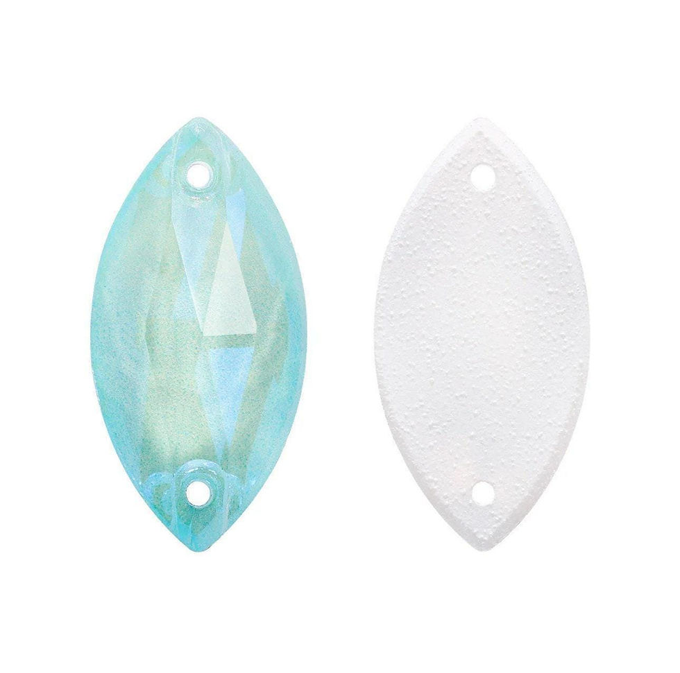 Thumbnail: Light Azore EN / Mint Delite - 9x18mm Sew On Glass Crystal 3223 Navette Flatb...