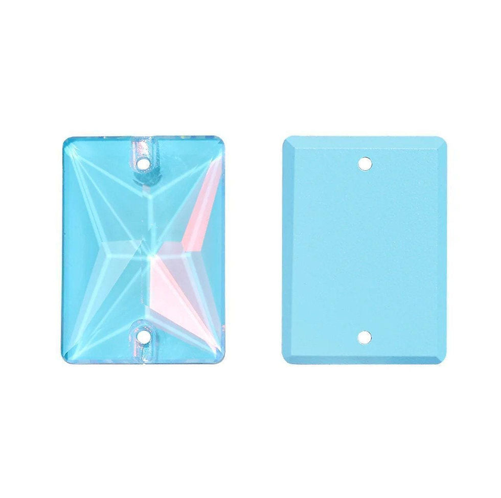 Thumbnail: Aquamarine AM Sew On Glass Crystal Rectangle Rhinestone Gemstones