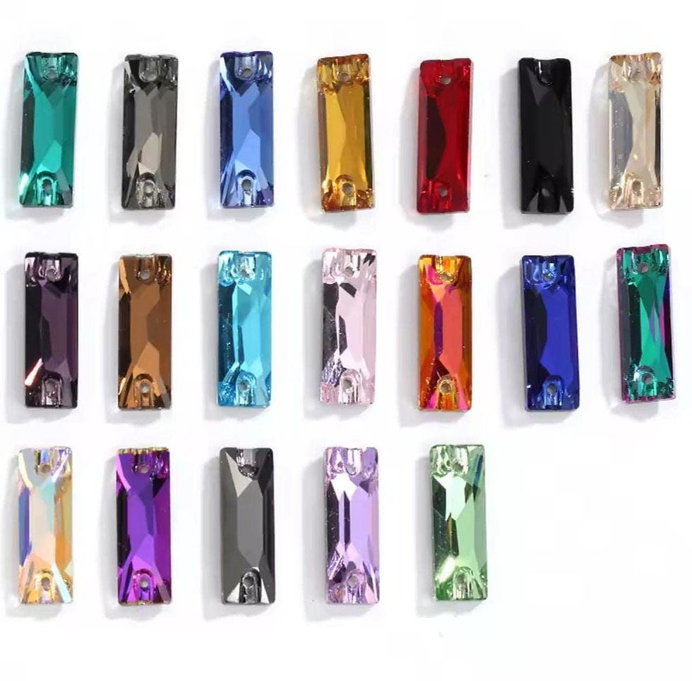 Thumbnail: Turquoise Sew On Glass Crystal Baguette Rhinestones 6x18mm, 7x21 & 9x26mm