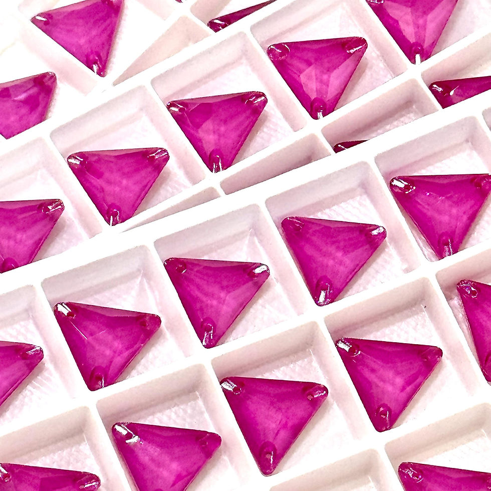 Fuchsia MK - Pink Sew On Glass Crystal Triangle 12mm & 16mm - Flatback Rhines...