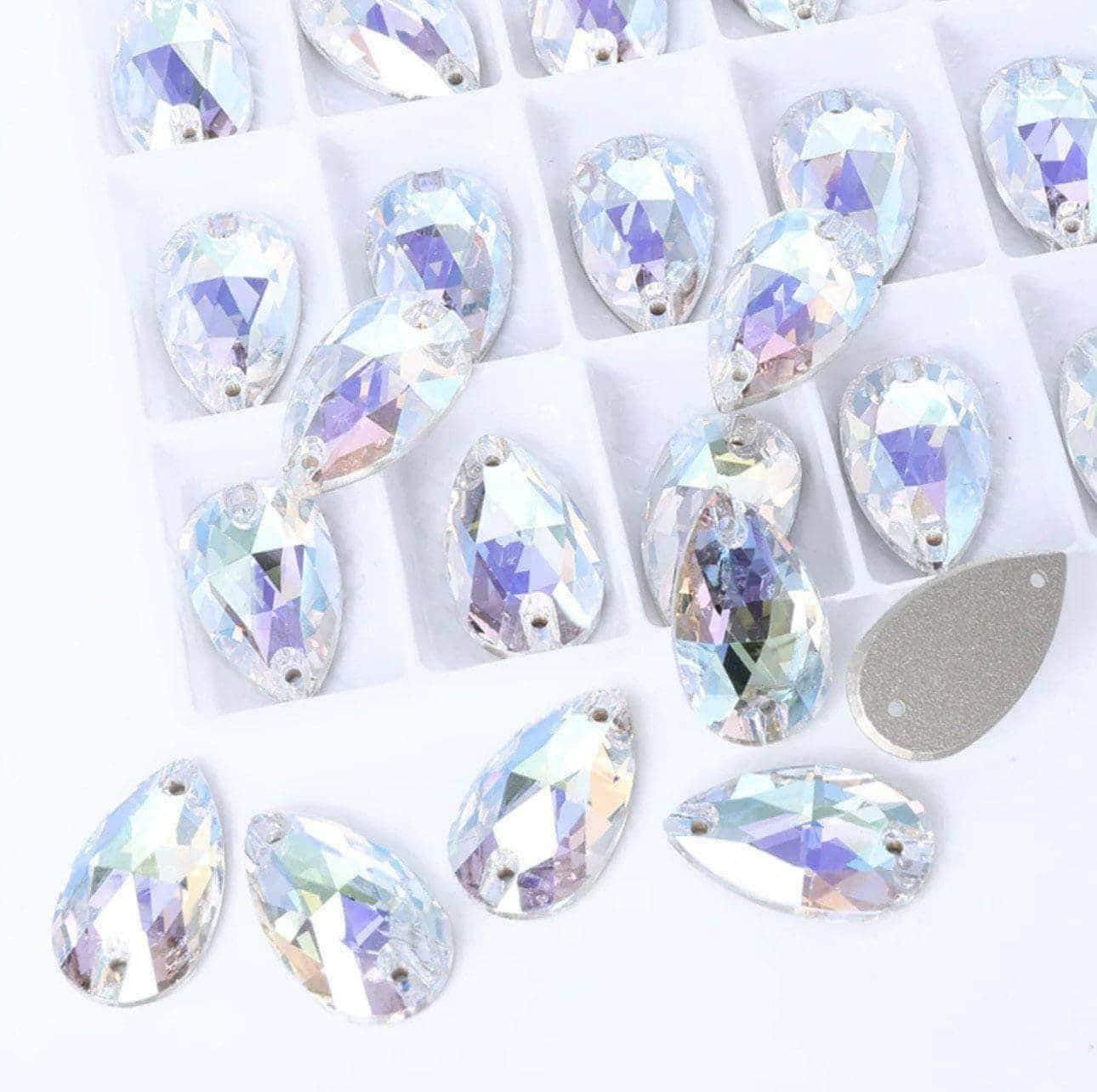 Glass Crystal Teardrop Flatback Rhinestones 11x18mm 13x22mm Premium K9 Gemstones