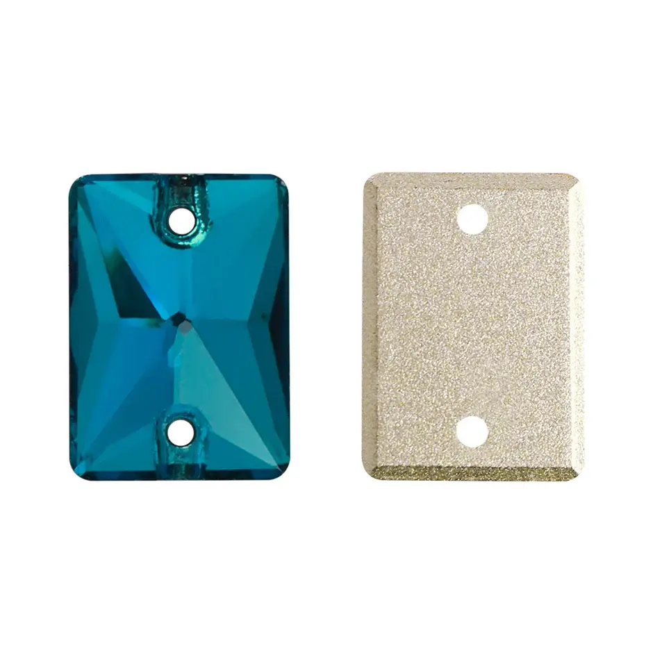 sew on crystal rectangle rhinestones indicolite teal rectangles