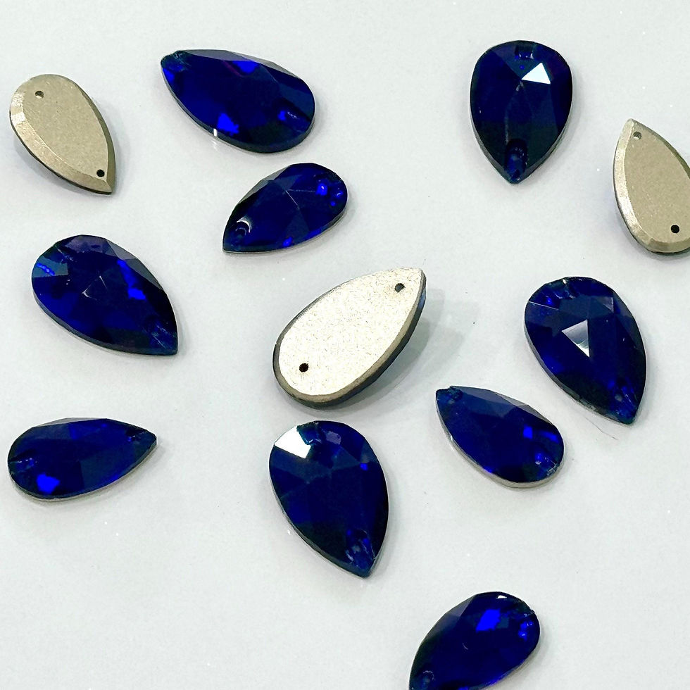 Thumbnail: Sew On Glass Crystal Teardrop Rhinestones - Cobalt Blue/Indigo