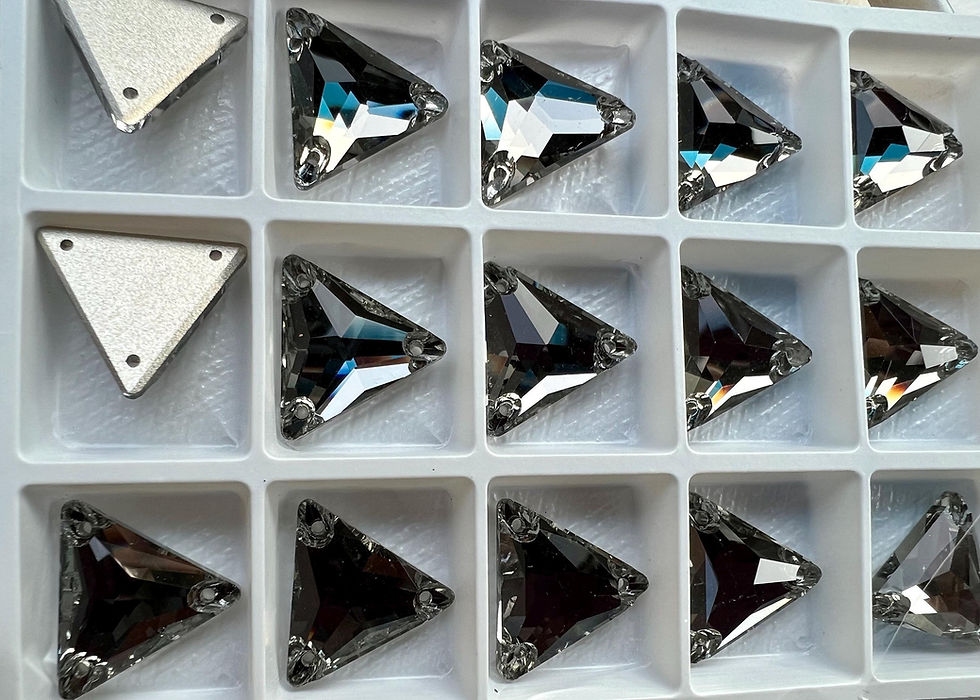 Thumbnail: Black Diamond Sew On Glass Crystal Triangle Rhinestone Set