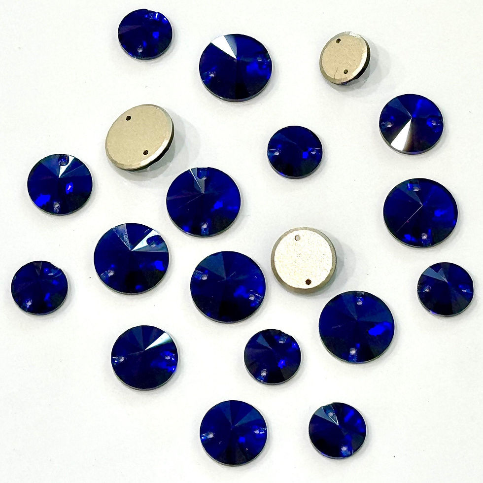 Thumbnail: Cobalt Blue / Indigo - Sew On Crystal Rivoli Round 12mm 14mm & 16mm Flatback ...