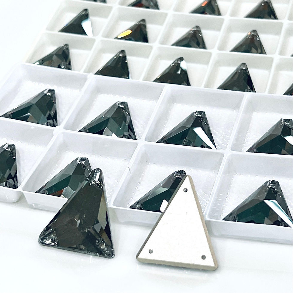 Thumbnail: Black Diamond Isosceles Triangles Sew On Glass Rhinestones 18x21mm & 25x28mm