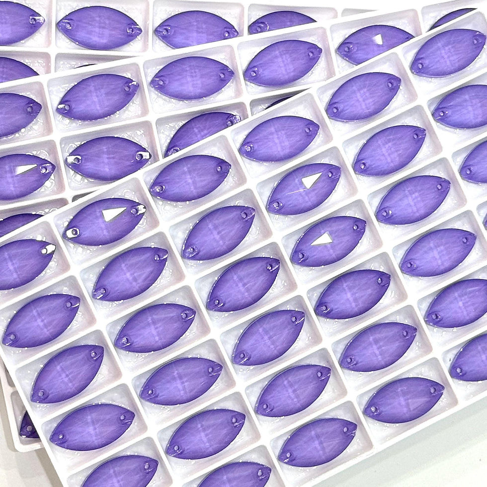 Thumbnail: Lavender MK - Light Purple - Sew On Glass Crystal 3223 Navette Flatback Rhine...