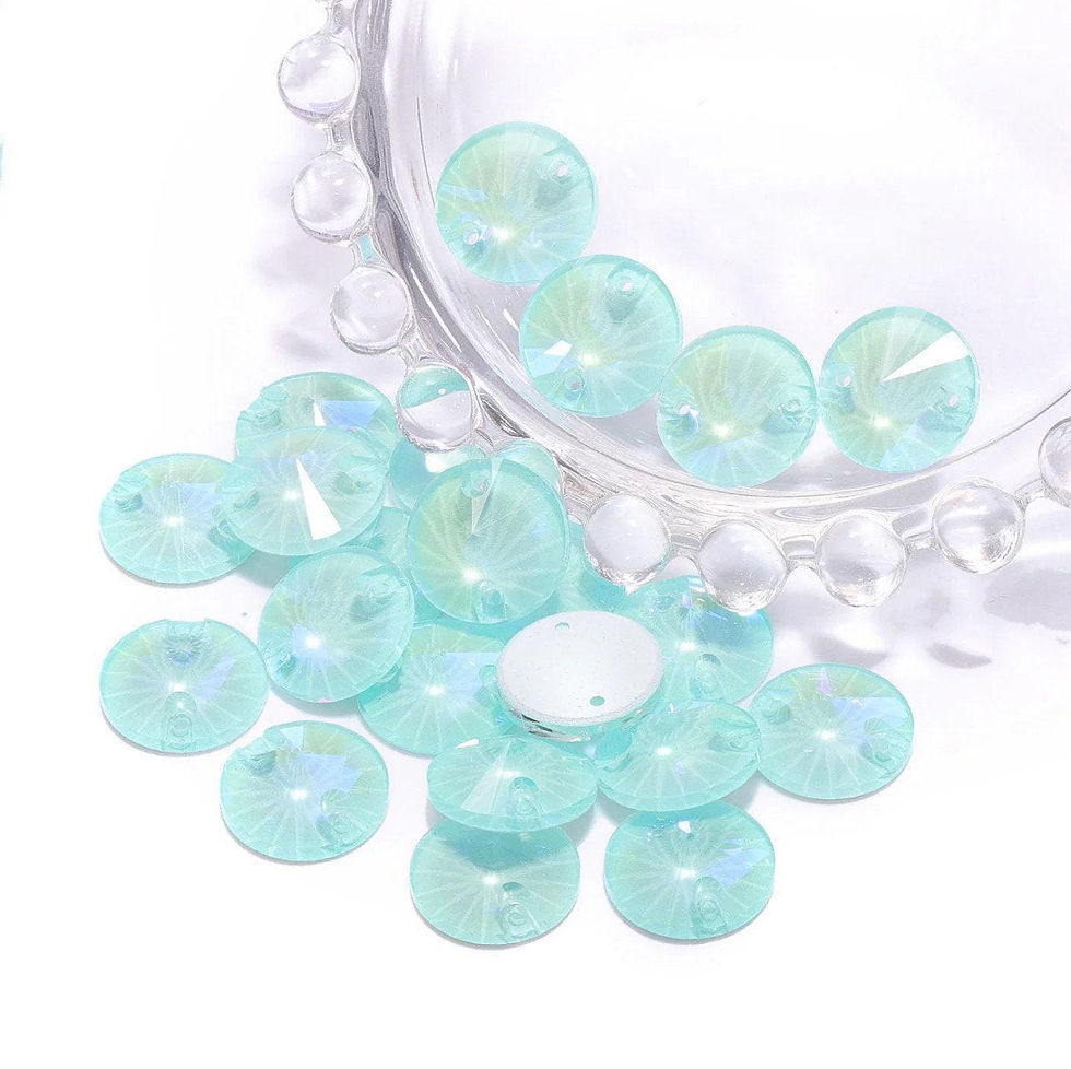 Thumbnail: Light Azore EN / Mint Delite - Sew On Glass Crystal Round 3200 Rivoli 12mm 14...