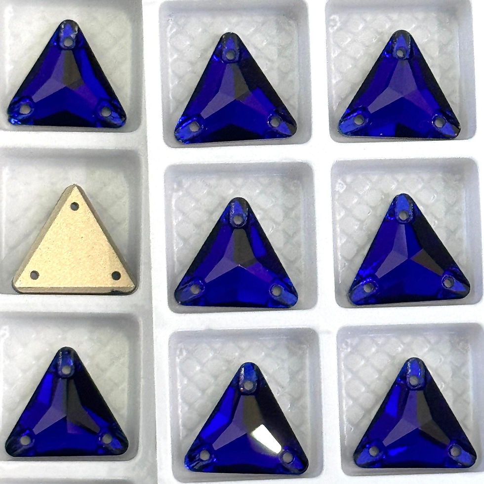 Thumbnail: Cobalt Glass Crystal Triangles 12mm 16mm & 22mm Rhinestones Royal Blue / Indigo