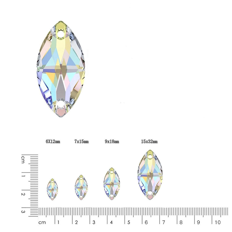 Thumbnail: Turquoise Aquamarine Aqua 9x18mm Sew On Glass Crystal Navette Rhinestones