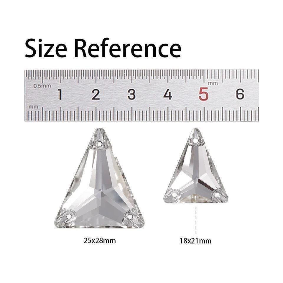 Thumbnail: Crystal AB Isosceles Triangle Sew On Glass Rhinestone in 18x21mm & 25x28mm