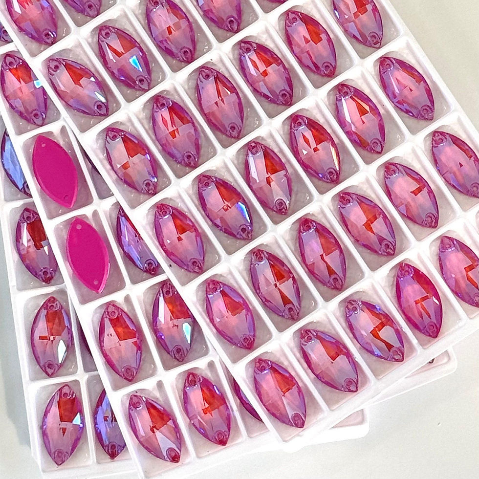 Thumbnail: Fuchsia Pink Shimmer Navette Rhinestones 9x18mm - Premium Glass Gemstones
