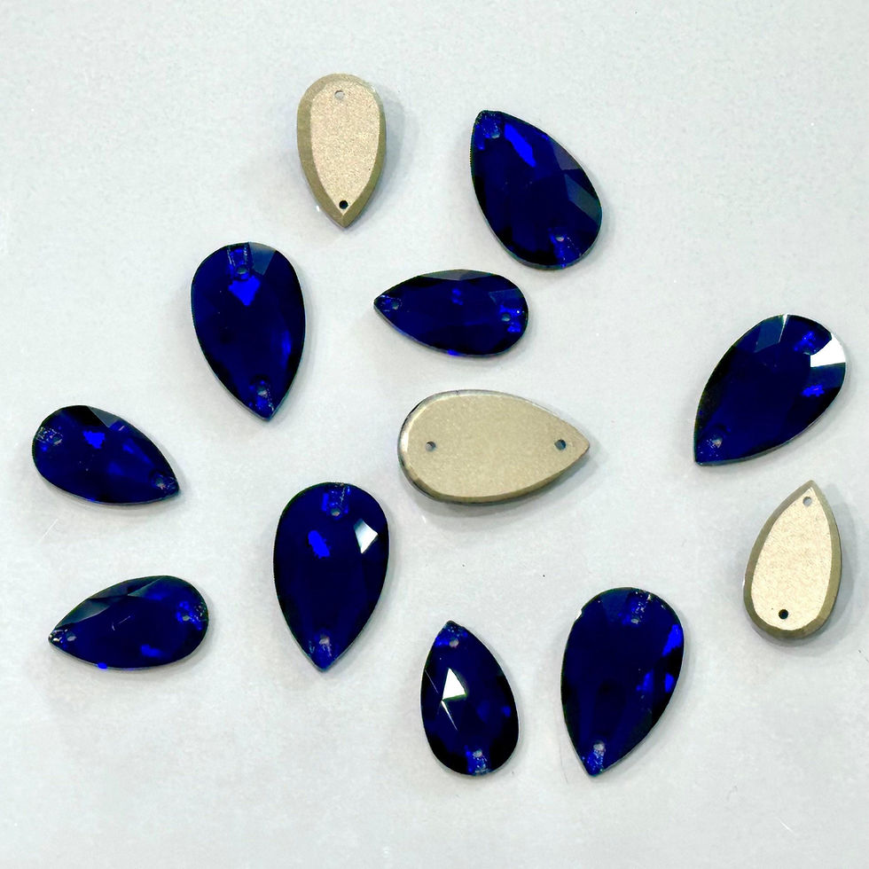 Thumbnail: Sew On Glass Crystal Teardrop Rhinestones - Cobalt Blue/Indigo