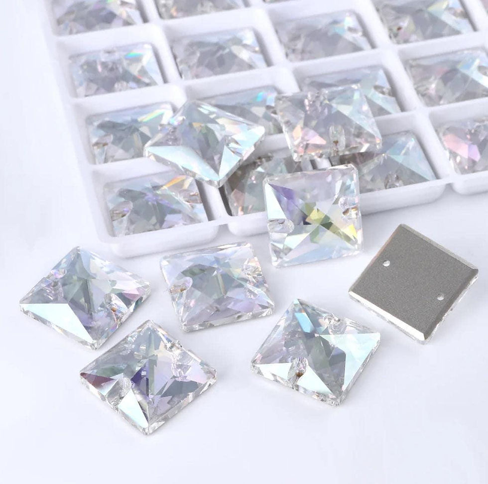 Thumbnail: Crystal Transmission Sew On Glass Square Rhinestone 12mm-22mm AB