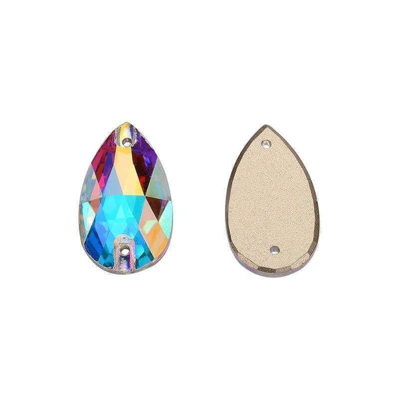 Thumbnail: Crystal AB Teardrop Pear Flatback Rhinestones Premium K9 Glass Gemstones