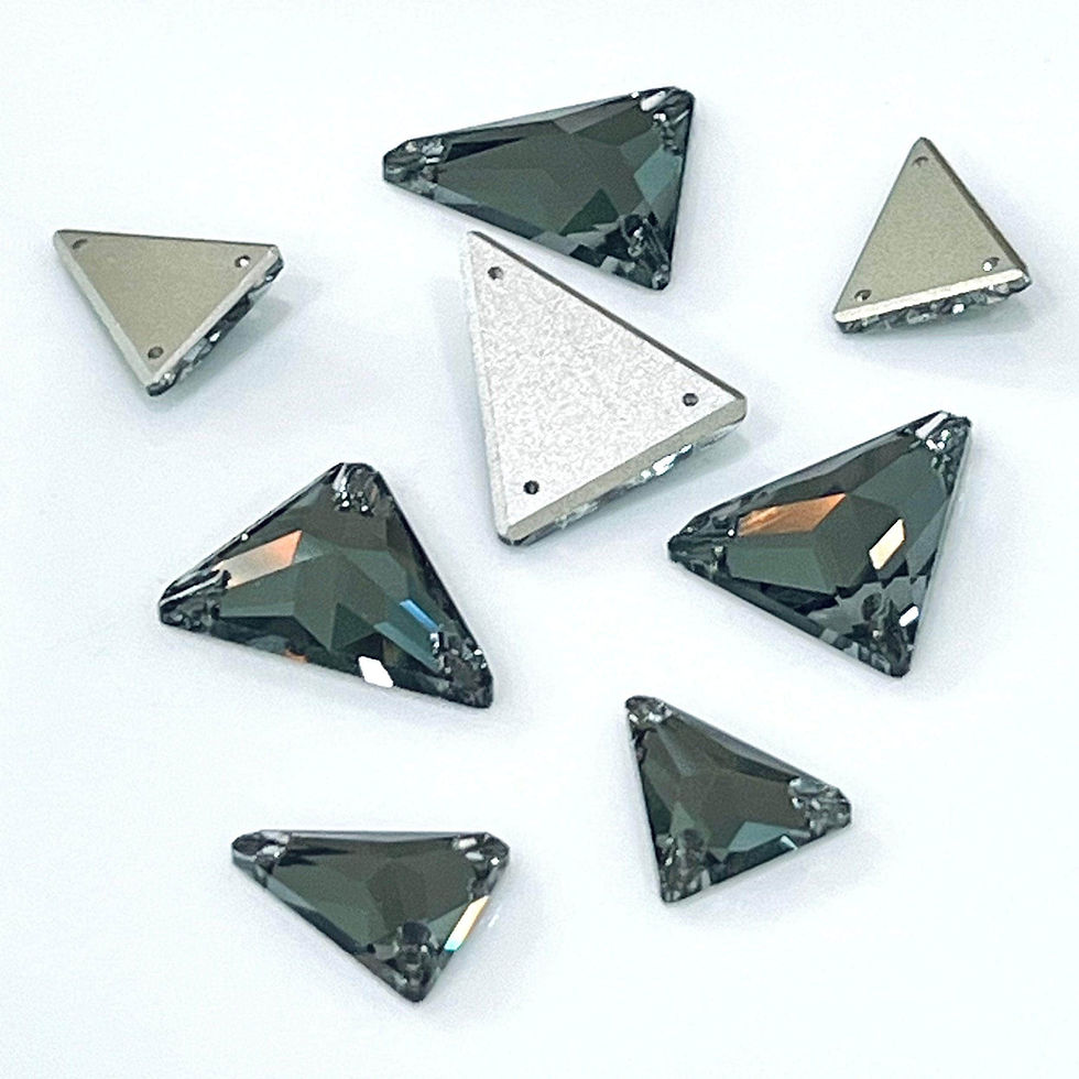 Thumbnail: Black Diamond Isosceles Triangles Sew On Glass Rhinestones 18x21mm & 25x28mm