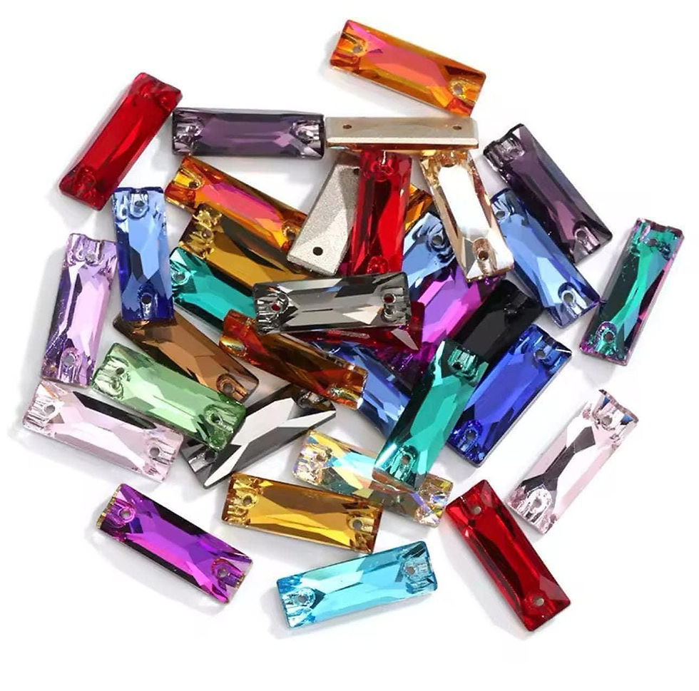 Thumbnail: Turquoise Sew On Glass Crystal Baguette Rhinestones 6x18mm, 7x21 & 9x26mm