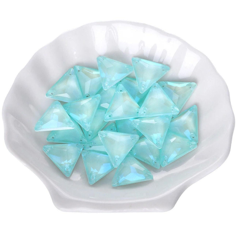 Thumbnail: Light Azore EN / Mint Delite - Sew On Glass Crystal 3270 Triangles 12mm 16mm ...