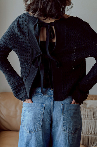 maimia Manon Cardi ブラック 長袖 カーディガン Manon Cardi - NOIR | Maimia