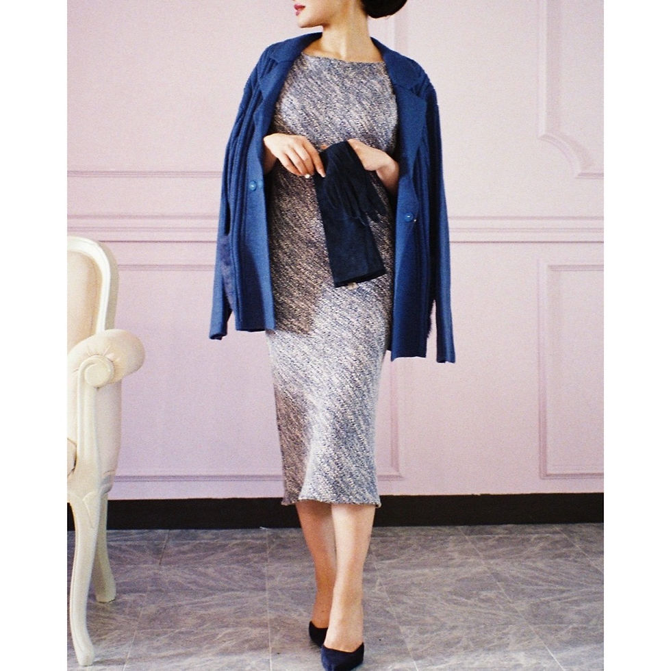 Thumbnail: Tweed Cabin Dress - MYRTILLE