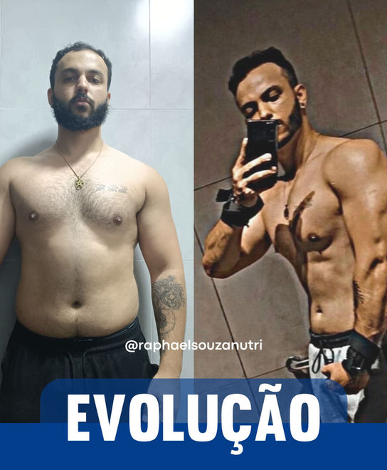 Evolução com acompanhamento de nutricionista e personal