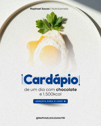 Cardápio de um dia com chocolate e 1500 calorias