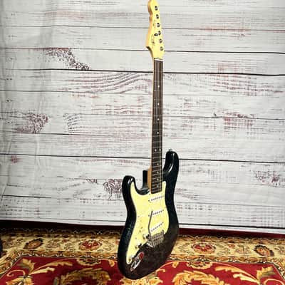 Thumbnail: G&L S-500 1994 Left Handed One of a Kind Black Mother of Pearl Swirl 