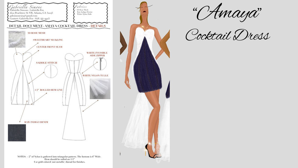 Technical Flats for the Amaya Cocktail Dress