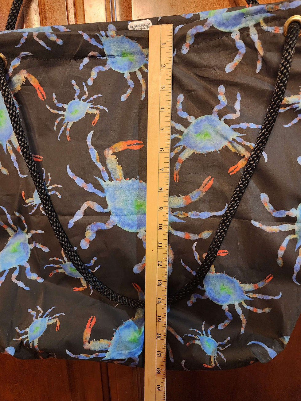 Thumbnail: Large blue crabs bag with black rope handles 
