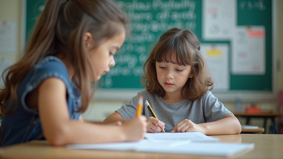 Eye-level view of a student engaged in a multiplication tutoring session