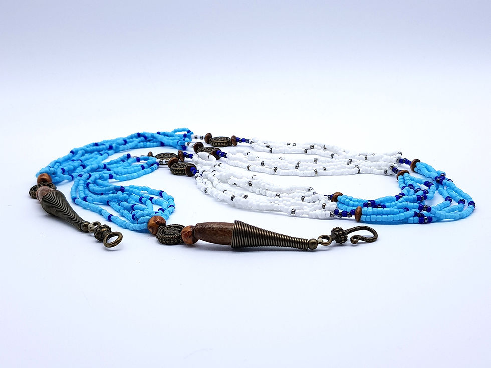 Thumbnail: Multi-Strand Blue and White Necklace