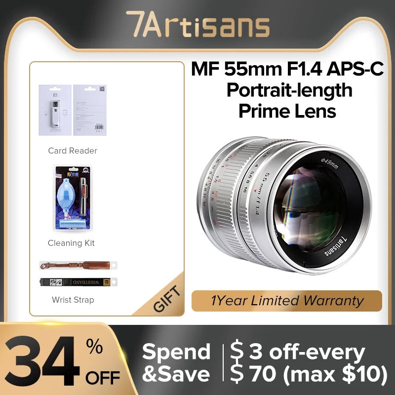 Brand new 7artisans Lenses lens 55mm F1.4 MF Large Aperture Portrait Prime Lens