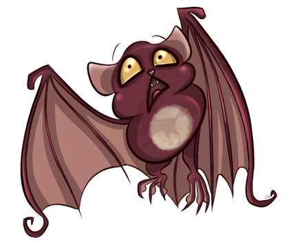 Digital art of a bat character, cute gothic stickers