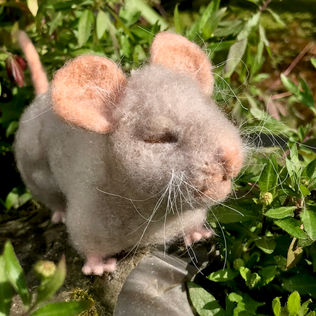 Needle Felted Mouse made out of recycled plastic bottle fibres