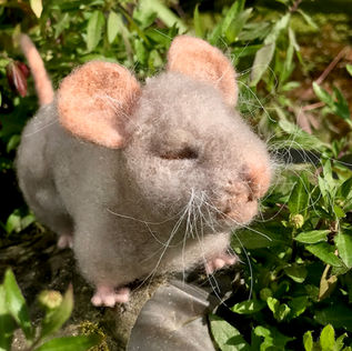 Needle Felted Mouse made out of recycled plastic bottle fibres