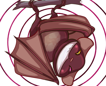 Digital art of a bat character, cute gothic stickers