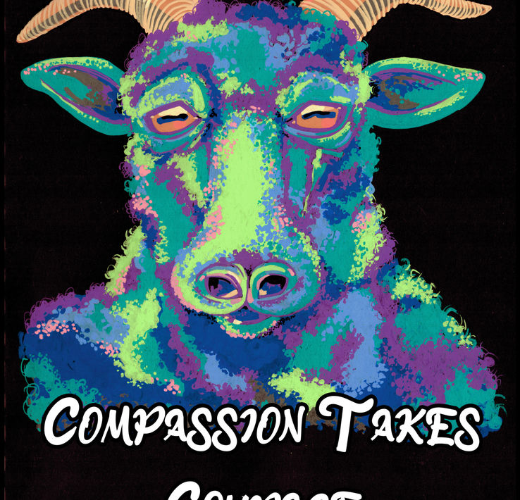 Poster made with Acrylic paint markers for animal rights.