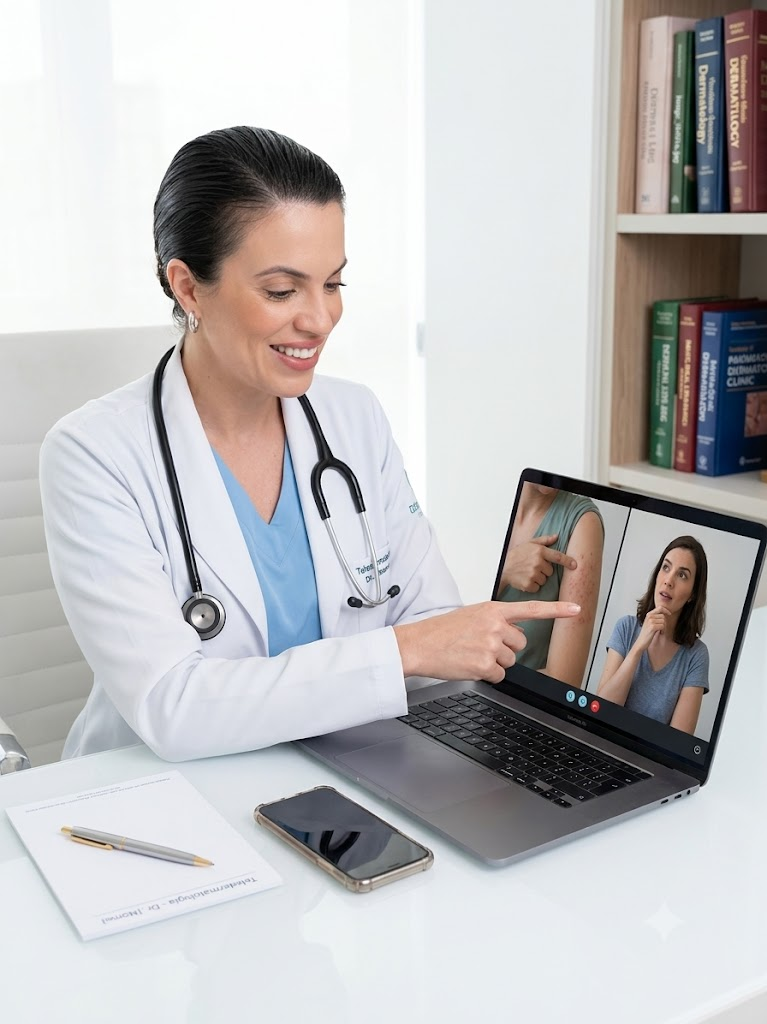 Teledermatologia — consulta com dermatologista online por videochamada