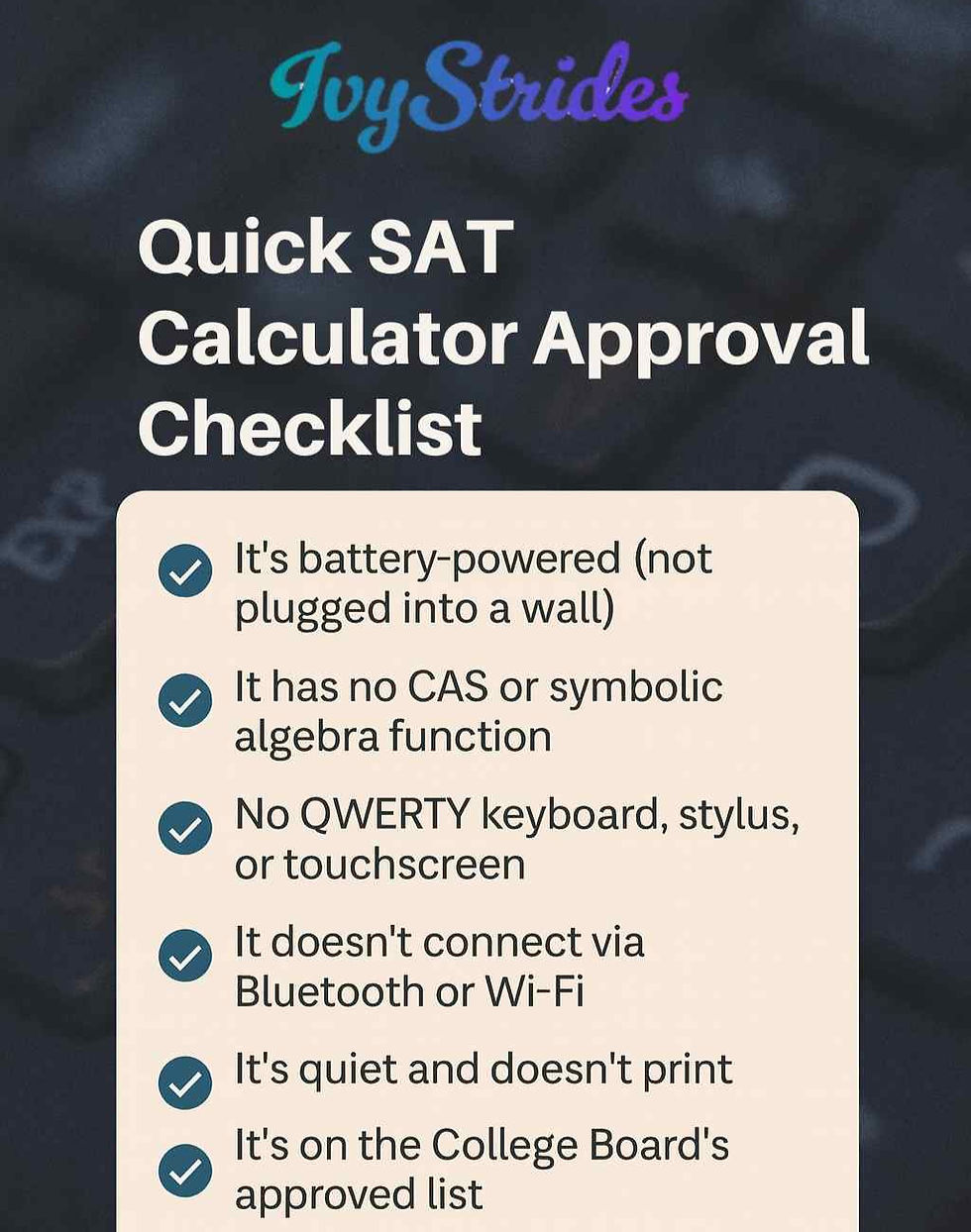 Quick SAT Calculator Approval Checklist