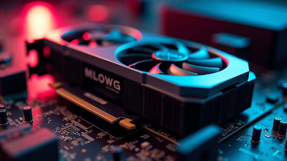 Close-up view of a gaming graphics card installed on a motherboard