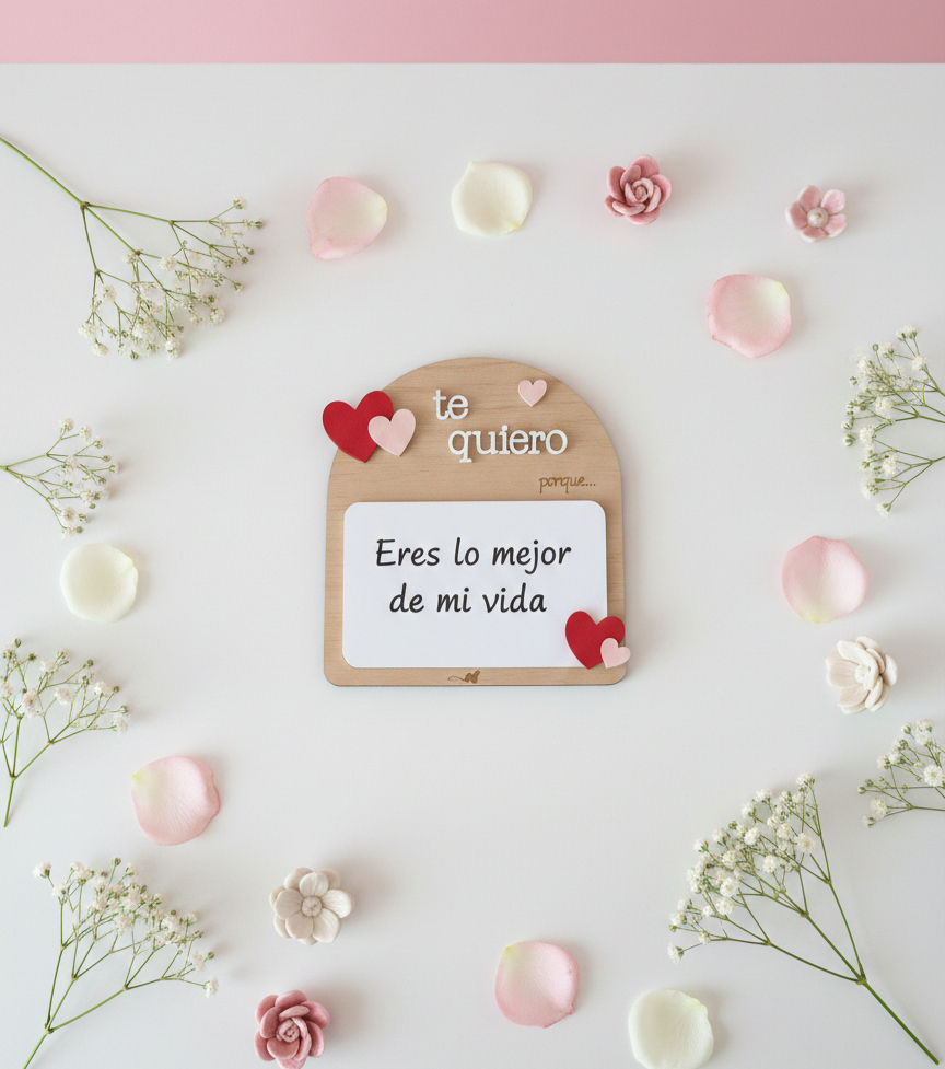 placa madera regalo san valentin te quiero porque...
