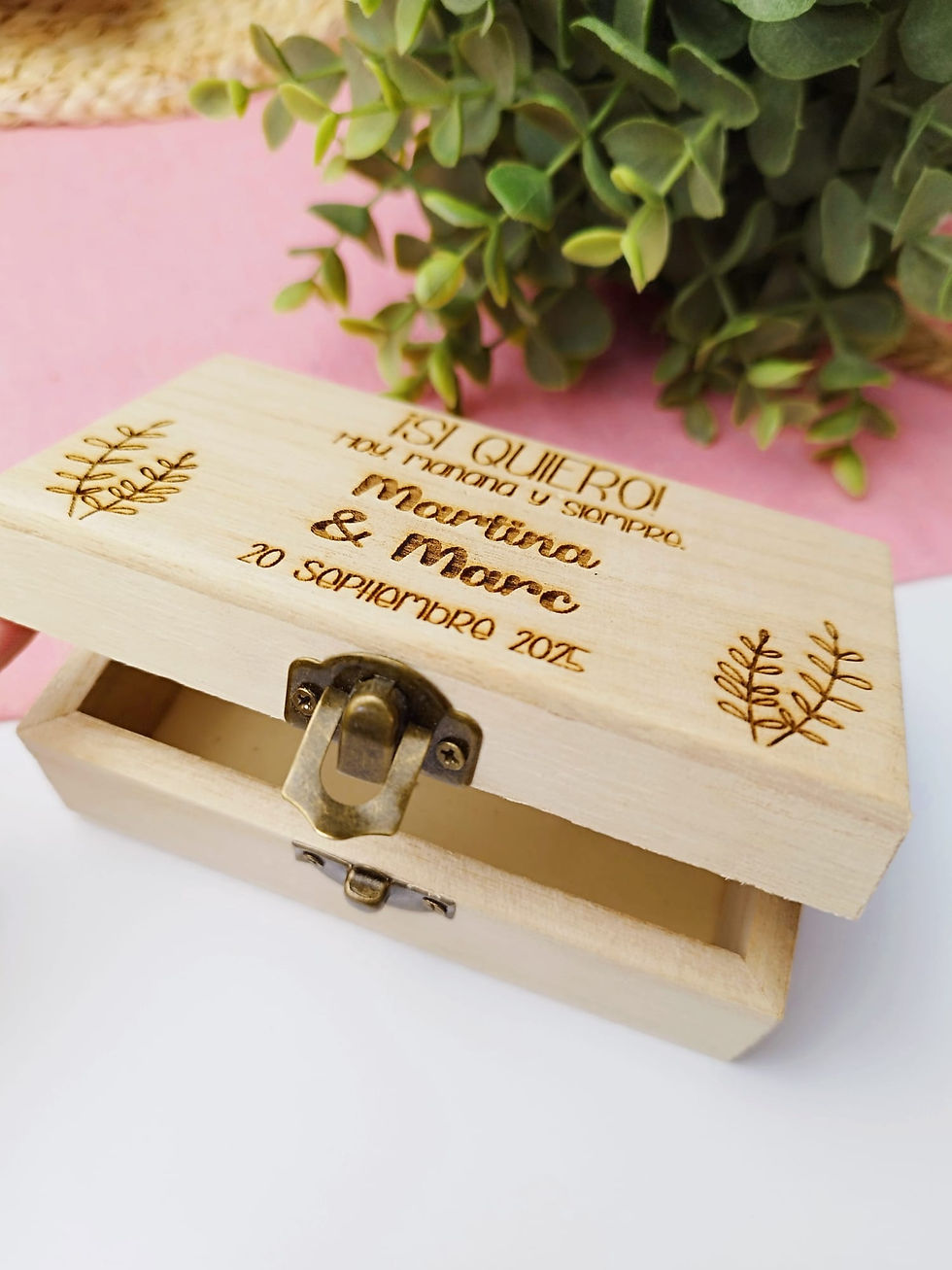 caja de madera porta alianzas porta arras para boda personalizada