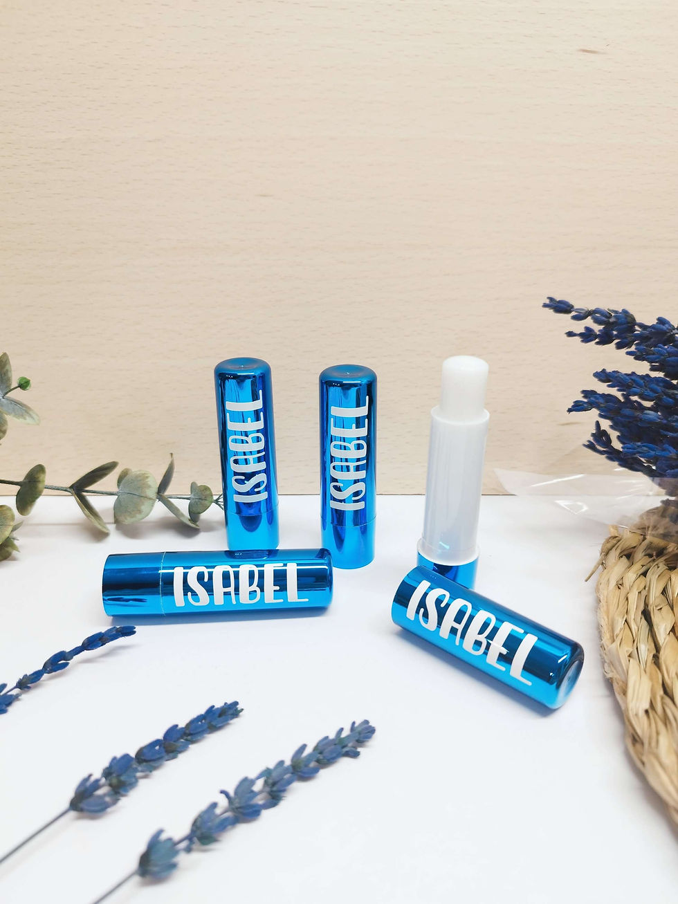 Balsamo labial metalizado personalizado con nombre regalo para eventos mujer